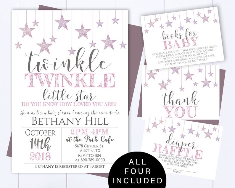 twinkle twinkle little star baby shower invitations etsy