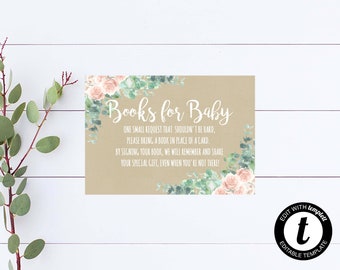 Rosa Blumen Bücher für Baby Karten Baby Shower Bücher für Baby Buch Anfrage Karte Bringen Sie eine Buch Karte Bringen Sie ein Buch Einsatz Buch anstelle einer Karte