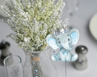 Elephant Baby Shower Centerpiece Blue Elephant Baby Shower Centerpiece Elephant Blue Table Centerpiece Baby Shower Table Centerpiece