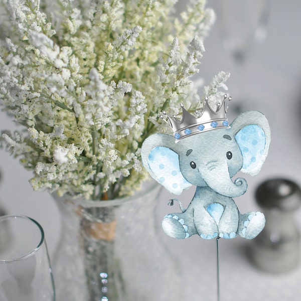 Elephant Baby Shower Centerpiece Blue Elephant Baby Shower Centerpiece Elephant Blue Table Centerpiece Baby Shower Table Centerpiece