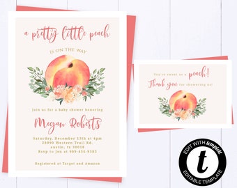 Peach Baby Shower Invitation Girl Baby Shower Invitation Pretty Little Peach Baby Girl Floral Shower Invite Peach And Gold Shower Invite