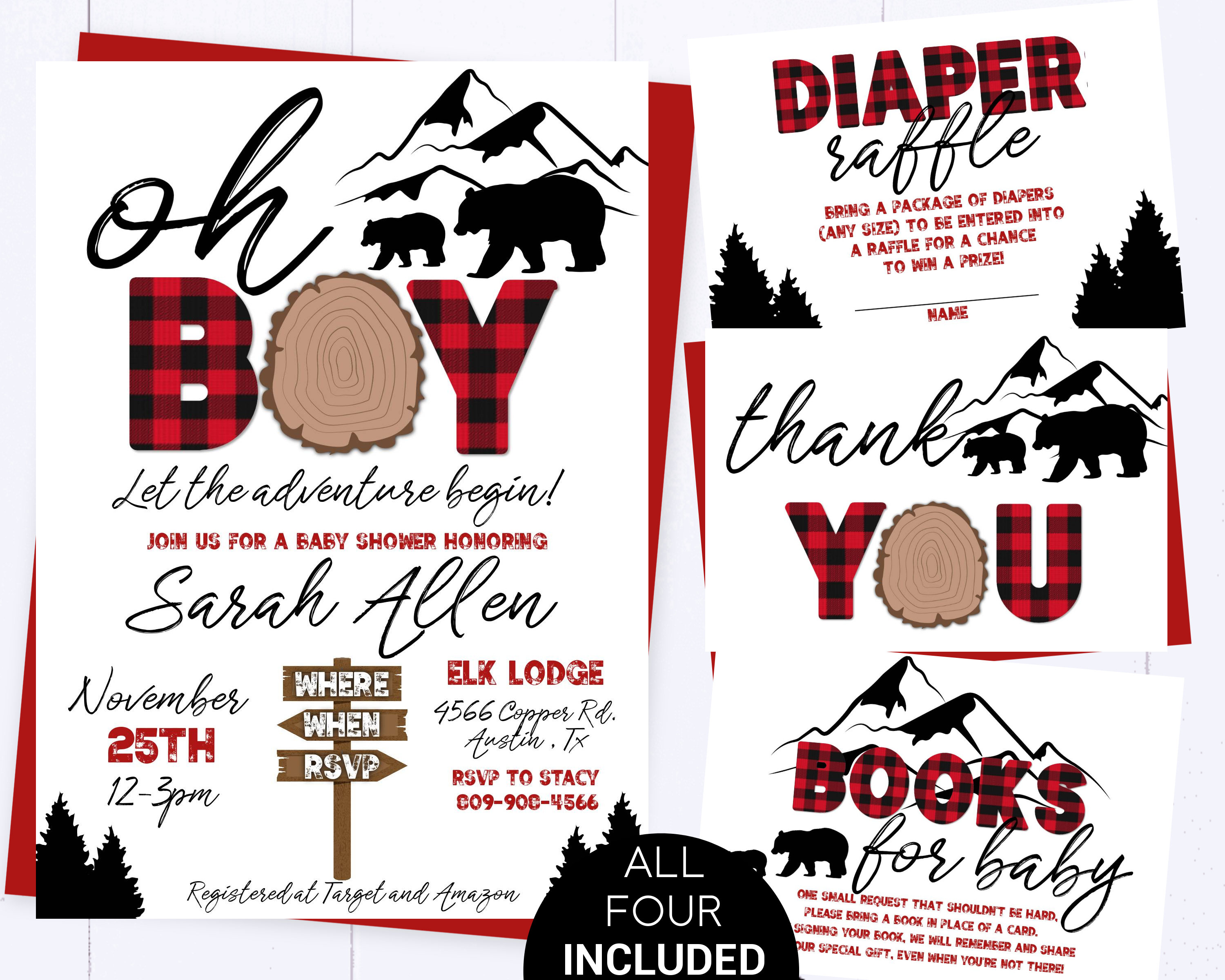 Oh Boy Lumberjack Baby Shower Invitation Plaid Shower Invite - Etsy