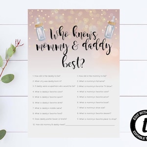 Poppin Bottles Who Knows Mommy And Daddy Baby Shower Game Mommy And Daddy Quiz Baby Shower Game Who Knows Mommy And Daddy Best Shower Game