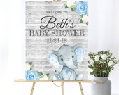 Blue Elephant Baby Shower Welcome Sign Baby Welcome Sign Blue Baby Shower Decor Welcome Shower Sign Printable Welcome Sign Printable Sign