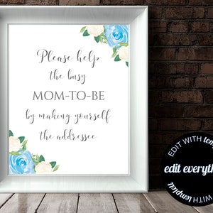 Blue Floral Please Write Your Address On Envelope Sign Printable Write Your Name And Address On Envelope Sign Blue Floral Addressee Sign