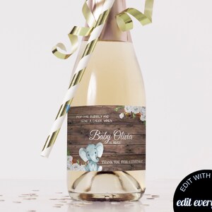 Elephant Baby Shower Mini Champagne Labels Baby Shower Favor Mini Champagne Labels Baby Shower Champagne Labels Champagne Bottle Labels