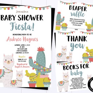 Llama Baby Shower Invitation Fiesta Baby Shower Invite Cactus Shower Invite Cinco De Mayo Mexican Fiesta Shower Alpaca Baby Shower Invite