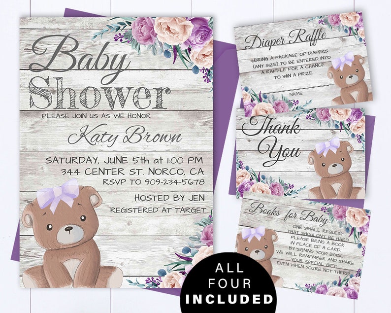 teddy bear baby shower for girl