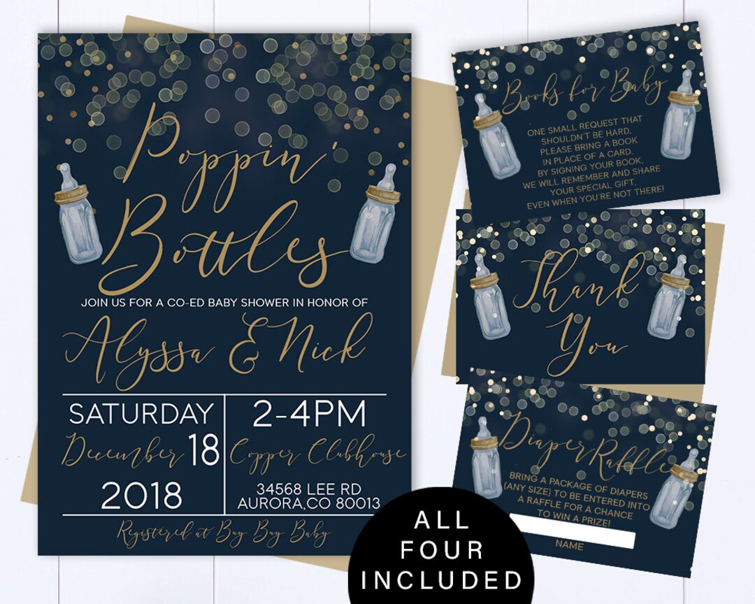 Poppin Bottles Baby Shower Invitation Template Poppin' Bottles Coed