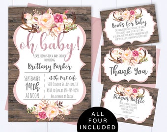Floral Baby Shower Einladung Vorlage Floral Aquarell Baby Shower Einladen Mädchen Baby Shower Blumen Einladung Rustikale Baby Shower Invite