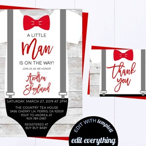 A Little Man Is On The Way Baby Shower Invite Bow Tie Onesie Little Man Baby Shower Invite Boy Baby Shower Invite Little Man Baby Shower