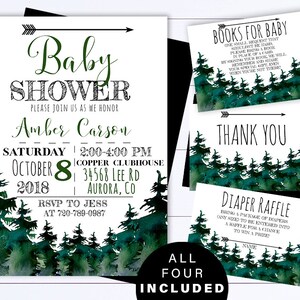 Adventure Awaits Baby Shower Invitation Template Adventure Baby Shower Invite Adventure Woodland Baby Shower Invitation Mountain Adventure