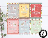 Llama Valentines Cards Editable And Personalized Kid Llama Valentine's Day Cards Set Of 6 Kid Llama Valentines Cards Classroom Valentines