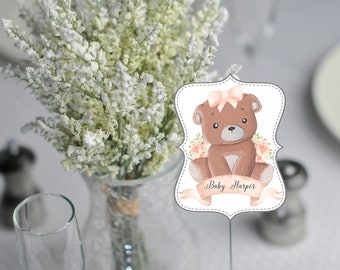 Bear Baby Shower Centerpiece Floral Bear Baby Shower Centerpiece Pink Bear Table Centerpiece Baby Shower Table Centerpiece Teddy Bear