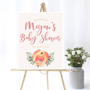 Peach Baby Shower Welcome Sign Floral Baby Welcome Sign Peach Baby Shower Decor Floral Welcome Shower Sign Printable Peach Welcome Sign