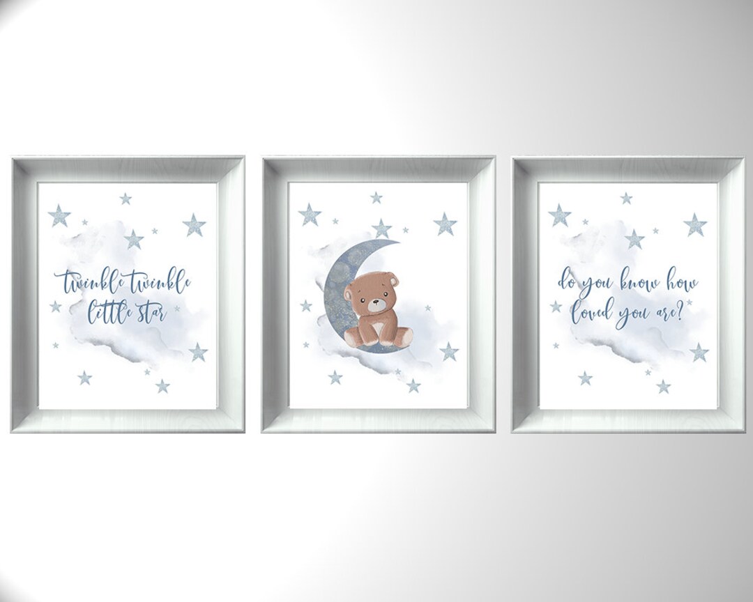 Twinkle Twinkle Little Star Nursery Wall Art Prints Bear Nursey Wall ...