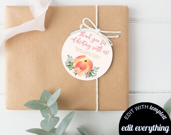 Little Peach Baby Shower Gift Tags Floral Baby Shower Gift Tags Baby Shower Tags Baby Shower Thank You Tags Little Peach Shower Favor Tags