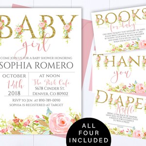 Floral Baby Shower Invitation Template Pink Floral Baby Shower Invite Girl Baby Shower Flower Invitation Pink And Gold Baby Shower Invite