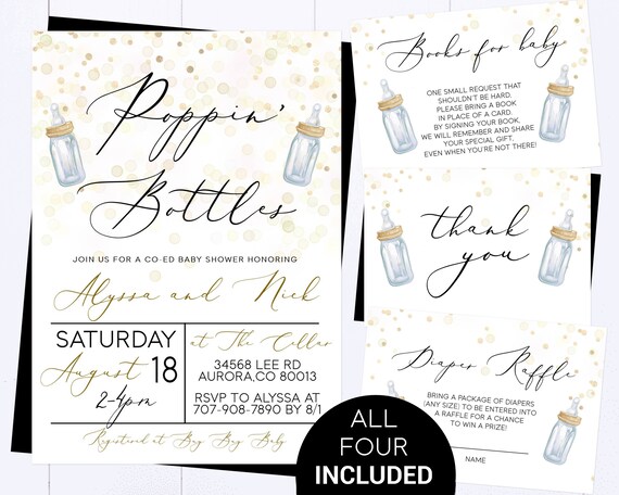poppin bottles baby shower invitations