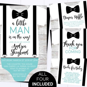 A Little Man Is On The Way Baby Shower Invite Bow Tie Onesie Little Man Baby Shower Invite Boy Baby Shower Invite Little Man Baby Shower