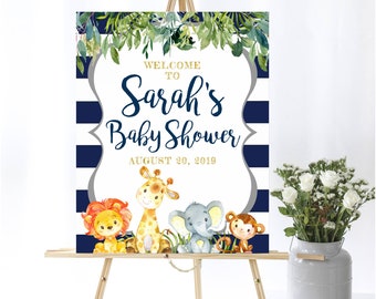 Safari Baby Shower Welcome Sign Baby Welcome Sign Elephant Baby Shower Decor Welcome Shower Sign Printable Welcome Sign Printable Sign