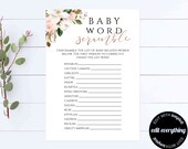 Rose Gold Baby Shower Baby Word Scramble Game Printable Baby Shower Baby Word Scramble Activity Floral Baby Shower Baby Word Scramble