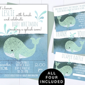 Whale Baby Shower Invitation Let&#39;s Make A Splash Whale Baby Shower Invitation Blue And Green Whale Editable Shower Invite Whale Baby Shower
