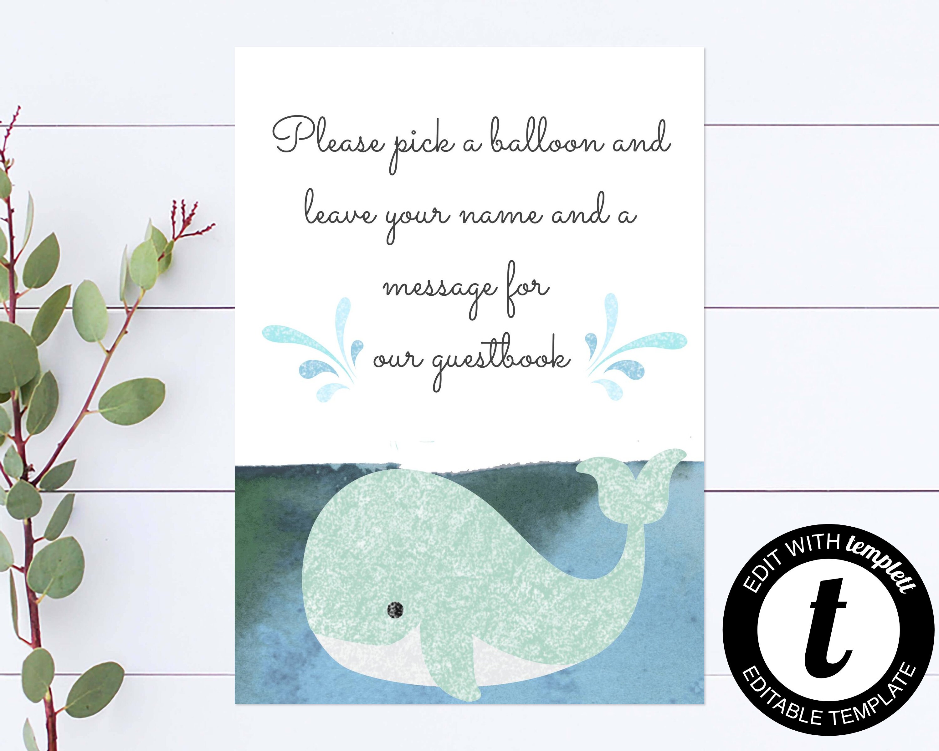 Whale Signature Guestbook Alternative Baby Shower Guestbook Etsy