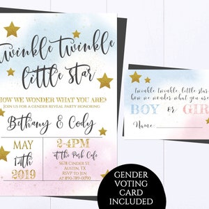 Twinkle Twinkle Little Star Baby Shower Uitnodigen Hoe ik me afvraag wat je bent Doucheuitnodiging Genderneutraal Twinkle Twinkle Star Douche Uitnodigen