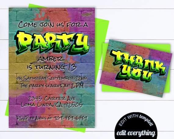 Hip Hop Birthday Party Editable Invitation 90's Hip Hop | Etsy
