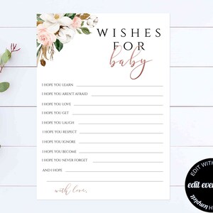 Wishes for Baby Shower Game Wishes for Baby Game Printable Shower Game ...