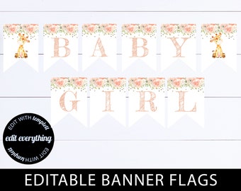 Giraffe Baby Girl Baby Douche Banner Roze Baby Girl Giraffe Banner Baby Douche Banner Baby Douche Giraffe Decor Bloemen Bunting Baby Banner