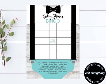 Little Man Baby Shower Bingo Baby Shower Bingo Game Little Man Bingo Game Shower Game Bow Tie Bingo Baby Shower Game Little Man Baby Game