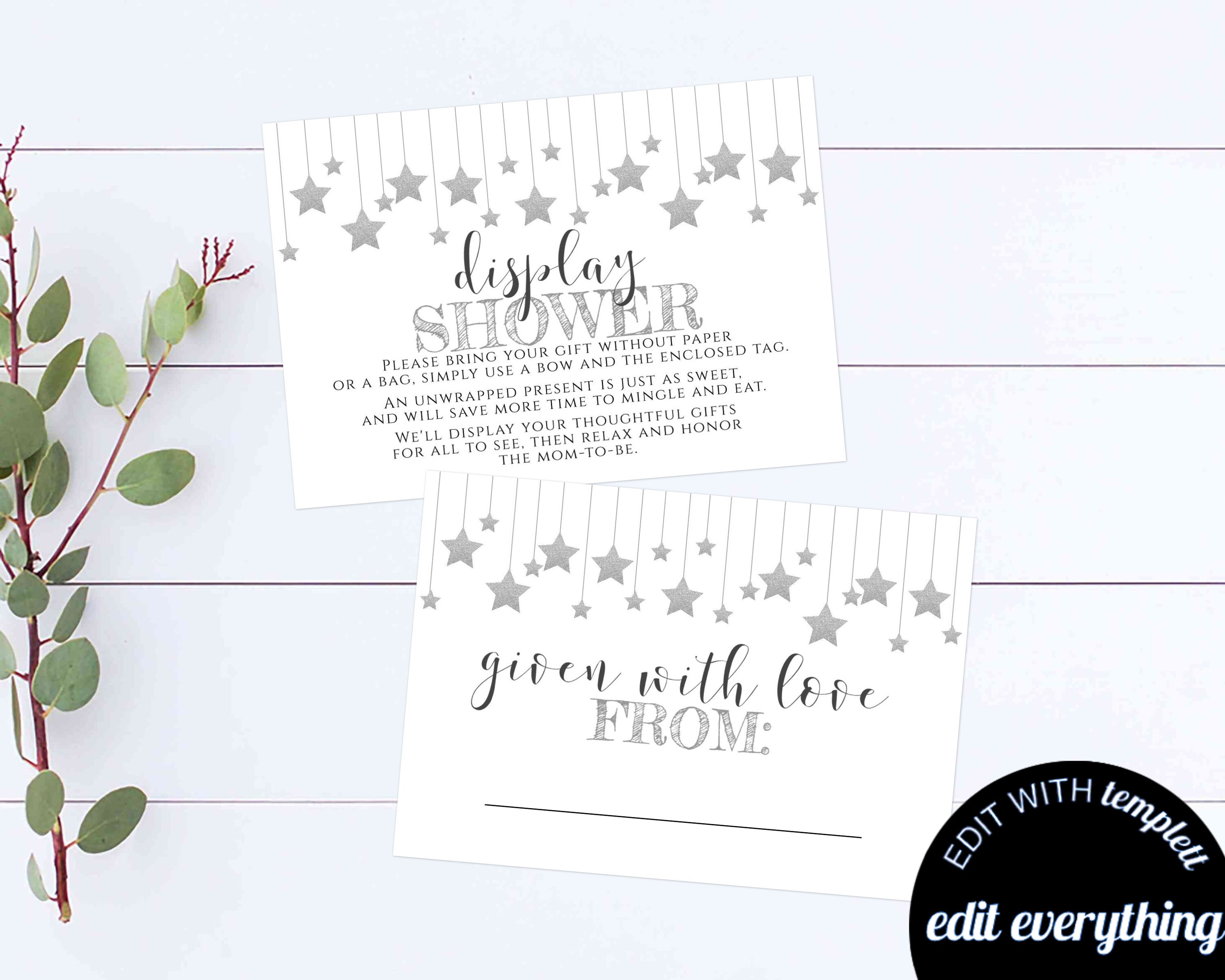 Baby Shower Display Shower Invitation Insert and Gift Tag Twinkle ...