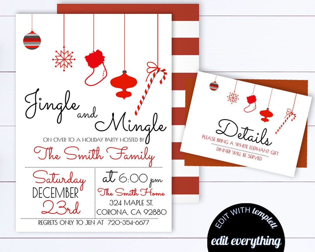 Jingle and Mingle Christmas Party Invitation Template Jingle and Mingle ...