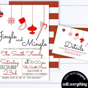 Jingle And Mingle Christmas Party Invitation Template Jingle And Mingle Holiday Party Editable Invite Instant Download Printable Invitation