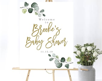 Eucalyptus Baby Shower Welcome Sign Baby Welcome Sign Baby Shower Decor Greenery Welcome Shower Sign Printable Eucalyptus Welcome Sign