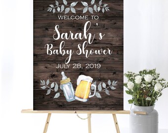 A Baby Is Brewing Baby Shower Welcome Sign Rustic Baby Shower Welcome Sign Greenery Baby Is Brewing Baby Shower Welcome Sign Beer And Bottle