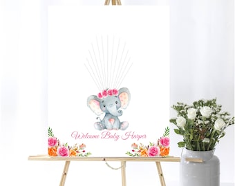 Elephant Thumbprint Guestbook Alternative Baby Shower Guestbook Please Sign Thumbprint Pink Floral Guestbook Girl Elephant Thumbprint Sign