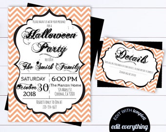 Halloween Invitations Editable Halloween Party Invitations Halloween Invites Halloween Printable Invites Adult Halloween Party Invitations