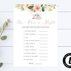 The Price Is Right Baby Shower Game Price Is Right Game Printable Shower Game Tea Party Guess The Price Game Baby Shower Game Floral Game