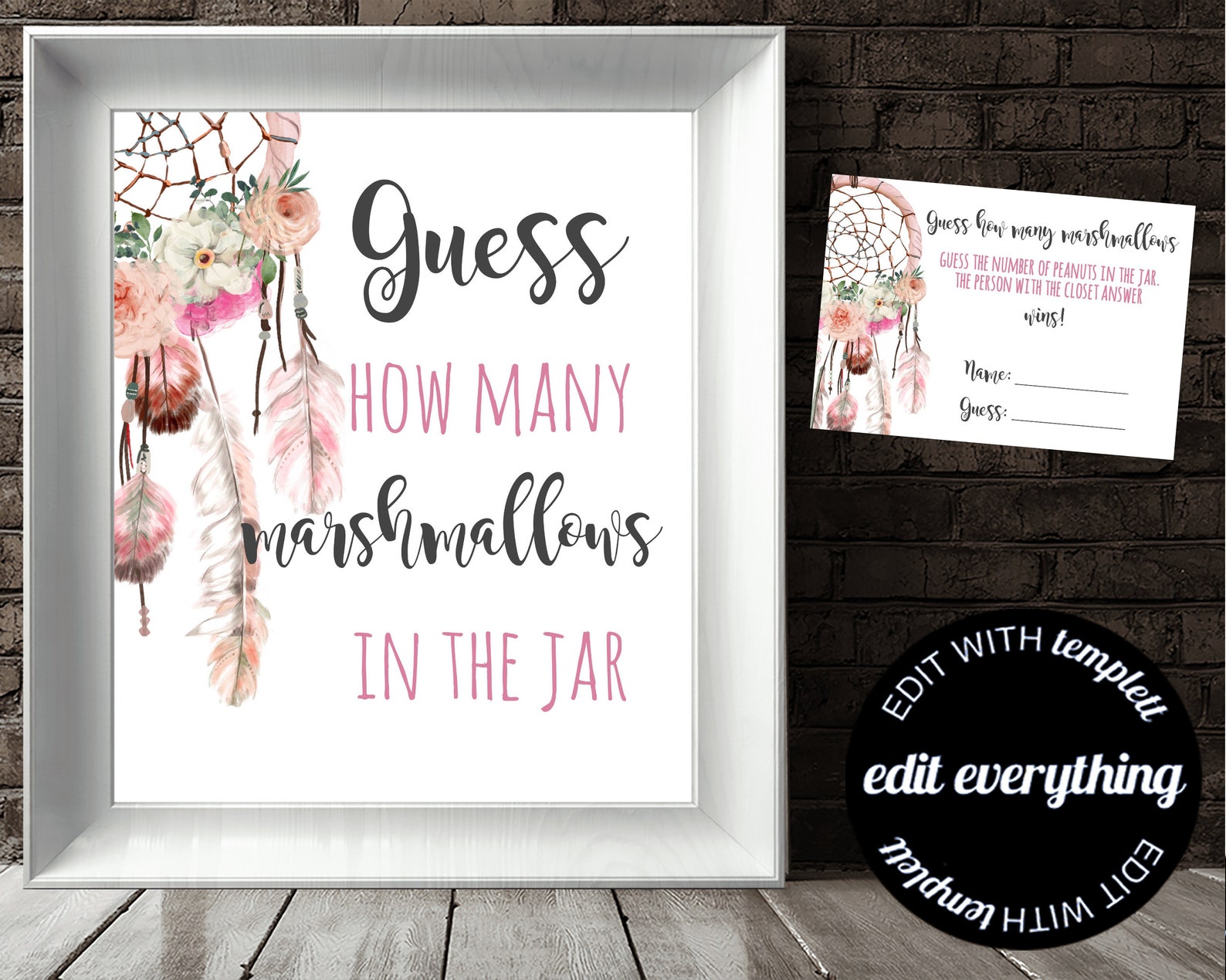 Dreamcatcher Marshmallow Guessing Game Guess How Many Baby Etsy