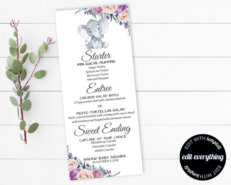 Diy Elephant Baby Shower Menu Purple Elephant Baby Shower Menu Etsy Diy Elephant Baby Shower Menu Purple Elephant Baby Shower Menu Etsy