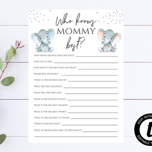 Elephant Who Knows Mommy Best Baby Shower Game Moon And Stars Who Knows Mommy Shower Game Blue And Gold Who Knows Mommy Best Shower Game