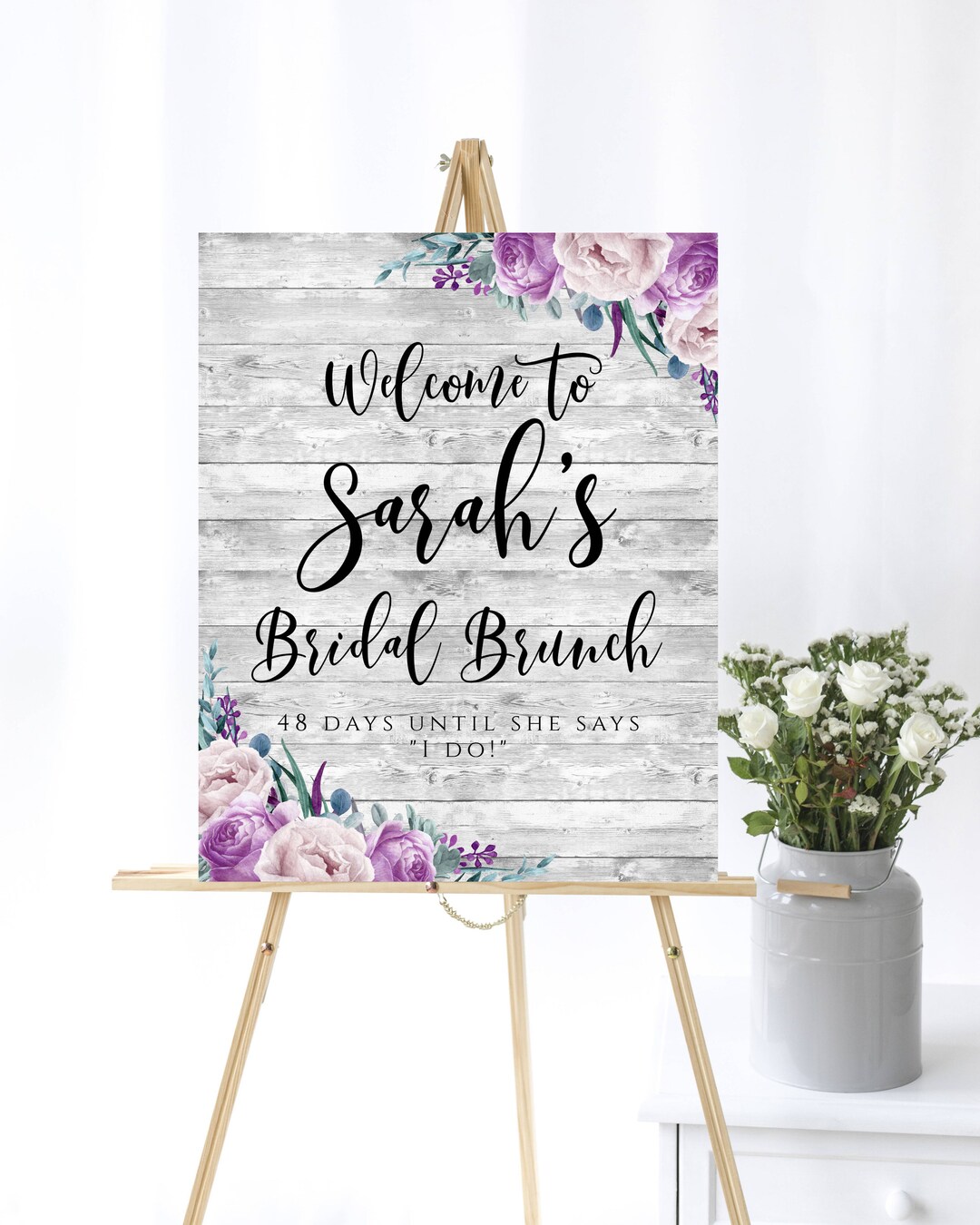 Purple Floral Bridal Shower Welcome Sign Bridal Brunch Welcome Sign ...