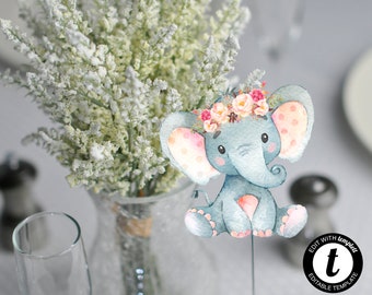 Elephant Baby Shower Centerpiece Pink Elephant Baby Shower Centerpiece Elephant Pink Floral Table Centerpiece Baby Shower Table Centerpiece