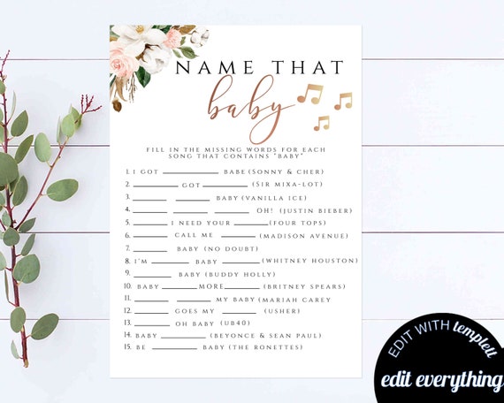 Name That Song Baby Shower Game Rose Gold Baby Shower Name Etsy Name That Song Baby Shower Game Rose Gold Baby Shower Name Etsy