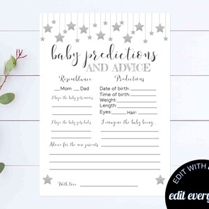 Predicciones de Twinkle Star para bebés y consejos Predicciones de actividades y consejos para mamás Juego de ducha Estrellas Predicciones y consejos para baby shower