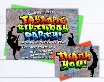 Hip Hop Birthday Editable Invitation Dance Party Invite Boy Birthday Hip Hop Birthday Invite Graffiti Birthday Dance Party Invitation