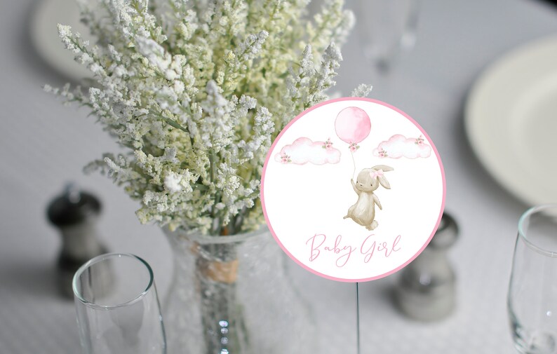 Bunny Baby Shower Centerpiece Pink Floral Baby Shower Centerpiece Balloon Pink Balloon Table Centerpiece Baby Shower Table